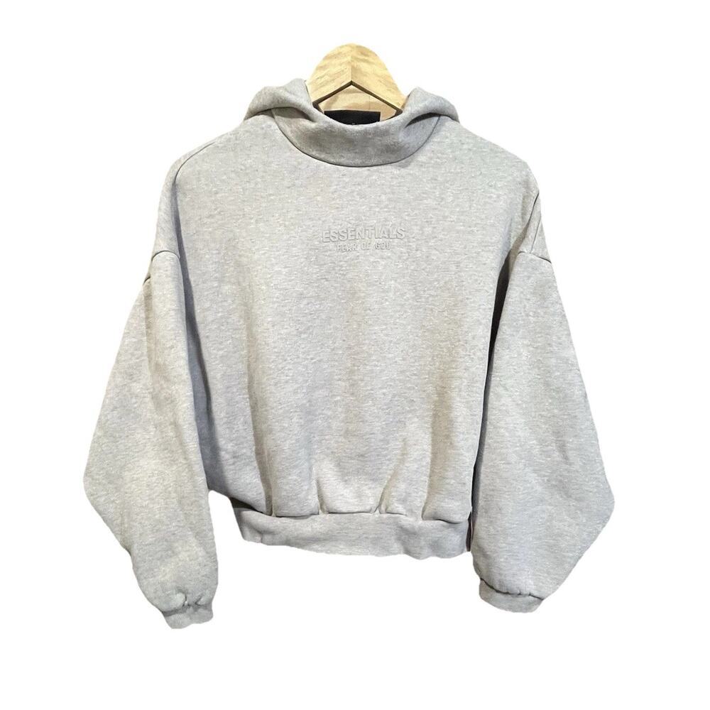 Fear Of God Essentials Hoodie Womens XXS Beige Oversized Cropped Boxy Skater